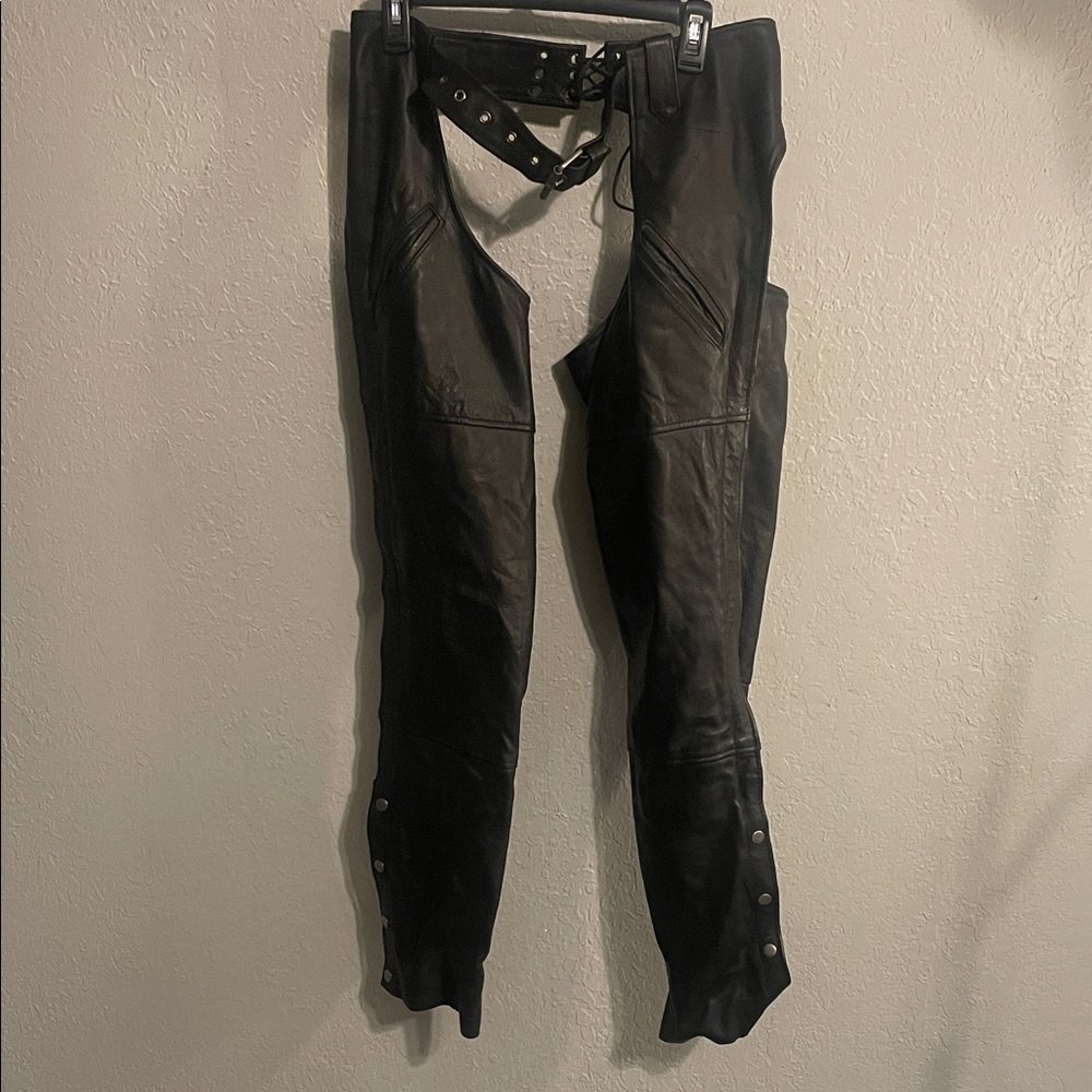 Men's Premium Black Leather Chaps